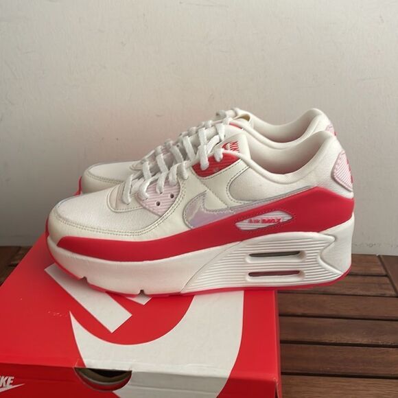 Nike Air Max 90 LV8 Sail/Multi-Color Siren Red US Women 8.5/UK6/EU40(HF5073-133) - Picture 8 of 13